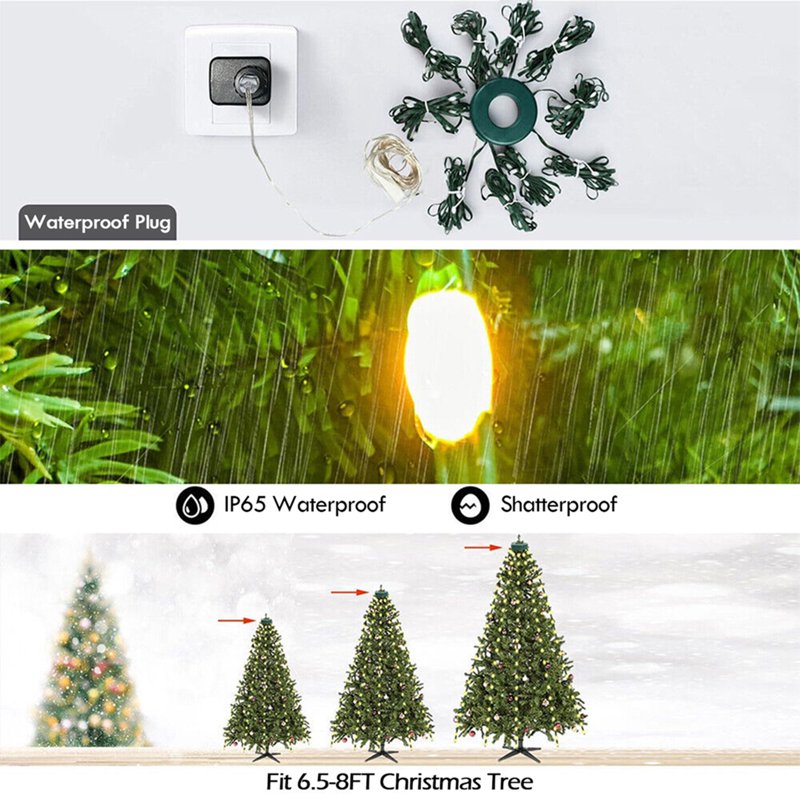 200 LED Christmas Tree String Lights Waterfall Decor with App Control - Waterproof Multi-Mode