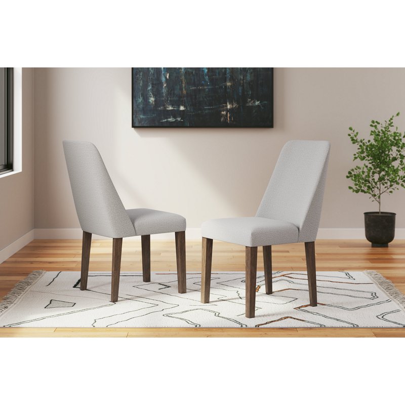 Contemporary Upholstered Side Chair Set of 2 - Cream & Brown