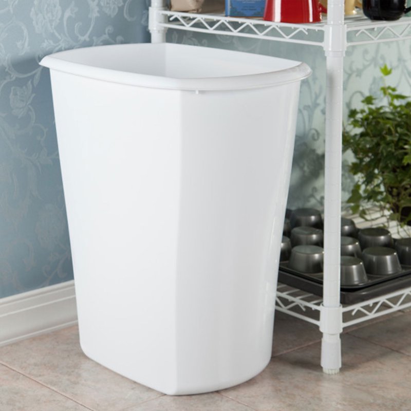 10 Gallon Plastic Trash Can - White, 6 Pack