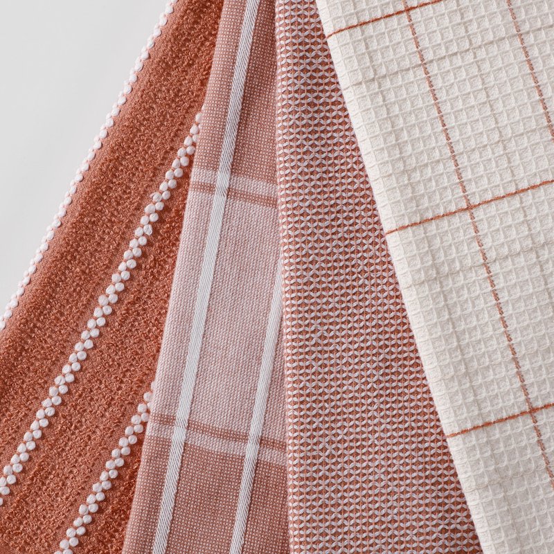 Terracotta Kitchen Towel Set - 4-Piece Absorbent Cotton Dish Towels