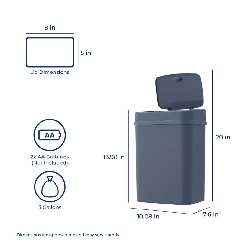 Automatic Bathroom Trash Can - 3.2 Gallon Motion Sensor - Washed Indigo