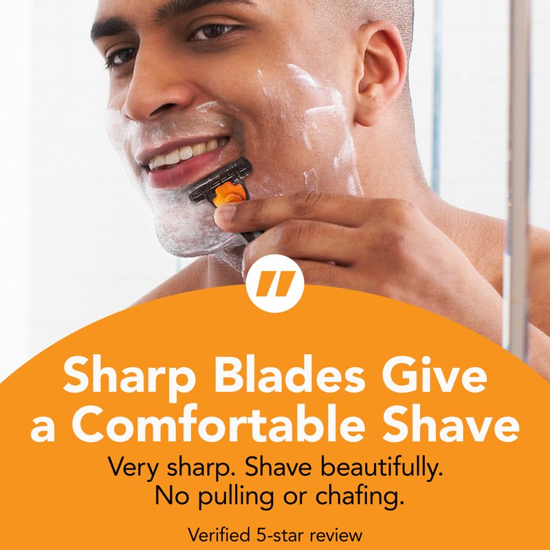 3-Blade Refillable Men's Razor Set with Ergonomic Handle and 6 Refills