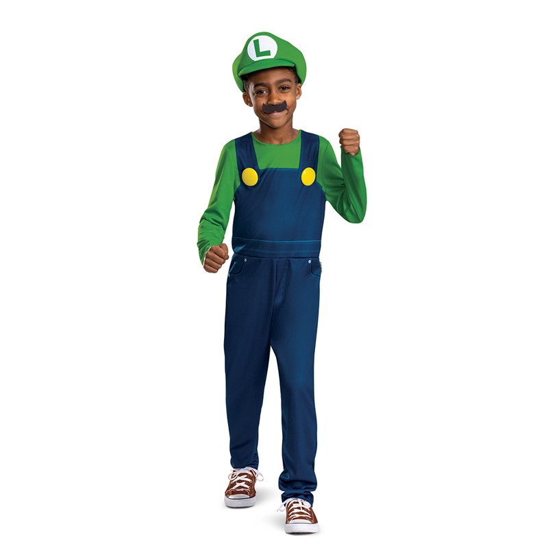 Luigi Halloween Costume Set for Kids - Super Mario Bros Unisex 4-6 (Variation S)