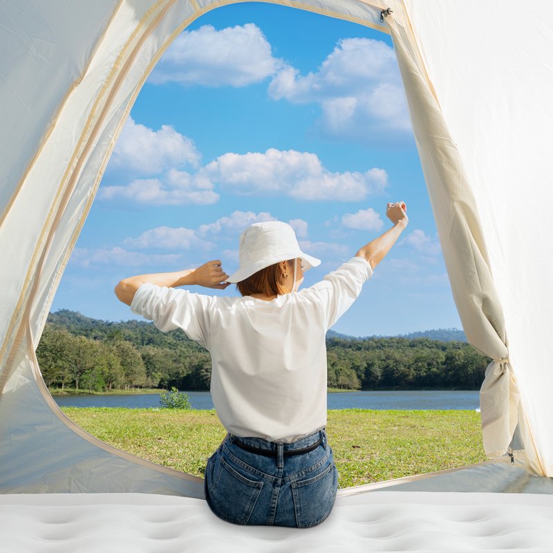 Queen Size Air Mattress Bed with Built-In Pump - 22 Inch Portable Inflatable Bed for Camping & Guests - Variation of THIS Listing