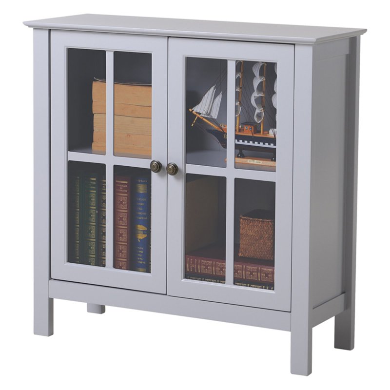 Glass Door Accent Display Cabinet - Dark Grey, Model 22602