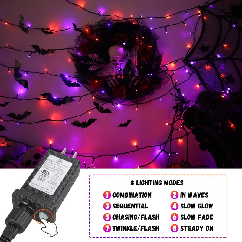 Magotan 600 LED Halloween String Lights - Purple & Orange, 200 ft Waterproof Outdoor Indoor Decor - Variation of THIS listing