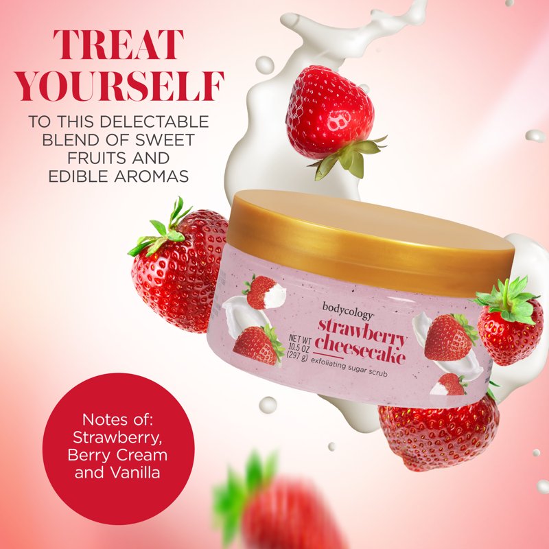 Strawberry Cheesecake Exfoliating Sugar Scrub with Shea Butter, 10.5 oz