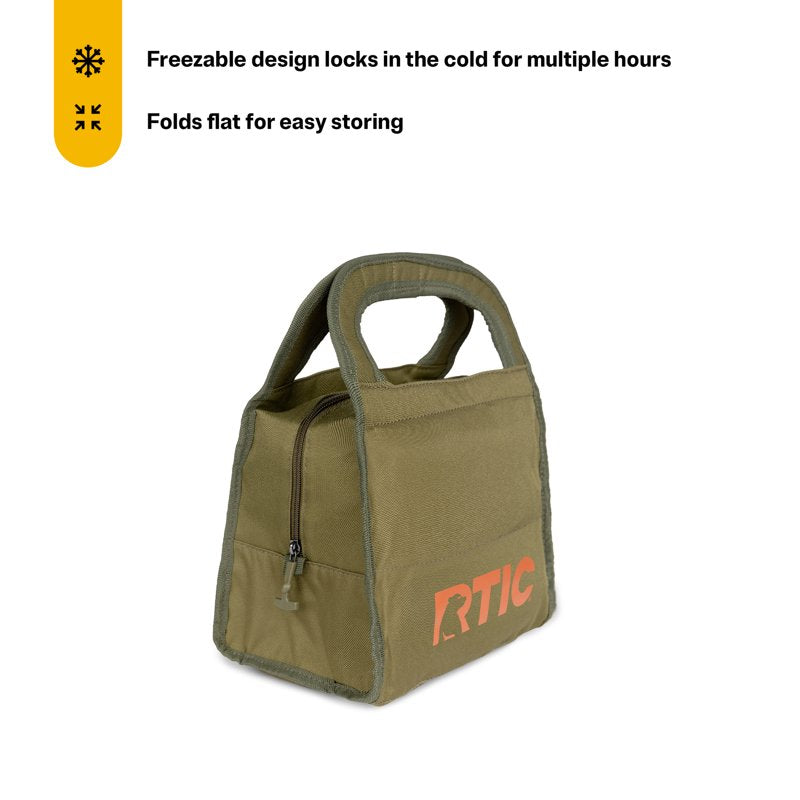 Insulated Lunch Bag - Soft-Sided Freezable Cooler - Olive