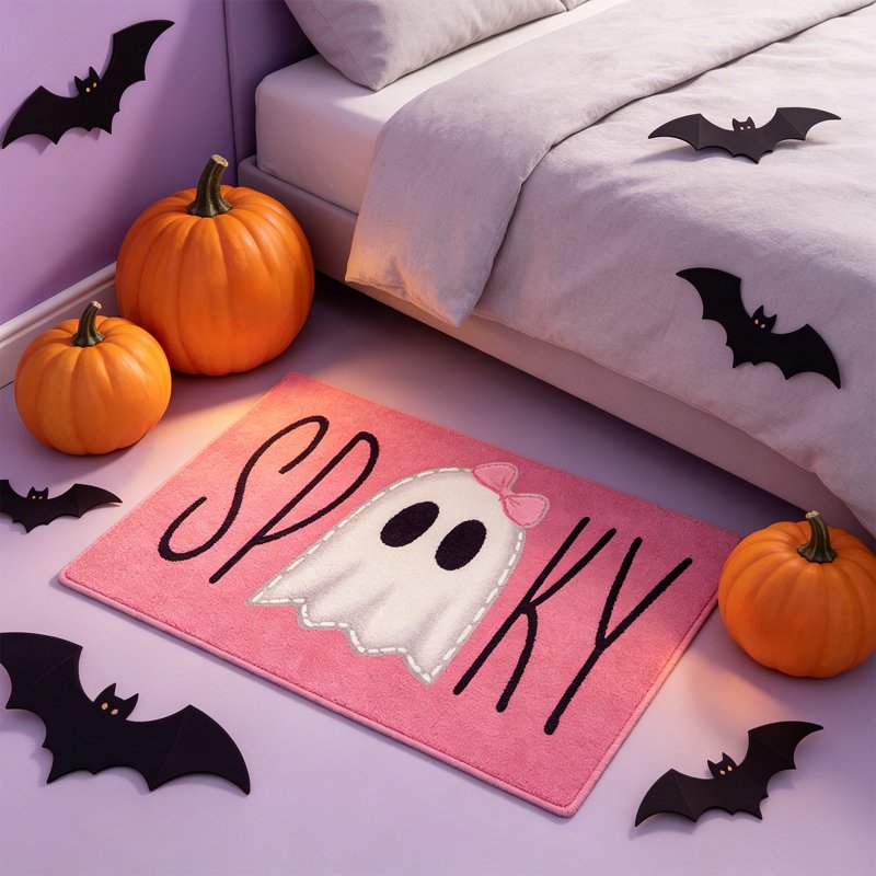 Halloween Ghost Doormat Y - Soft Imitation Pashm Floor Rug for Entryway & Indoor Use