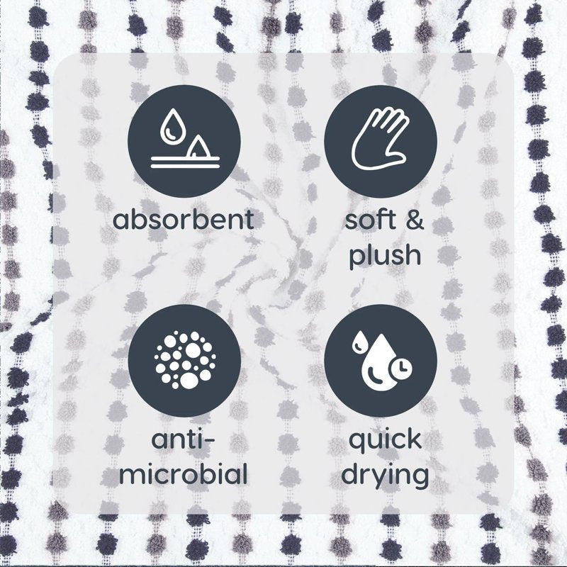 Mainstays Performance Bath Towel Grey Dot 54 x 30 Inches - Soft Absorbent & Quick-Drying