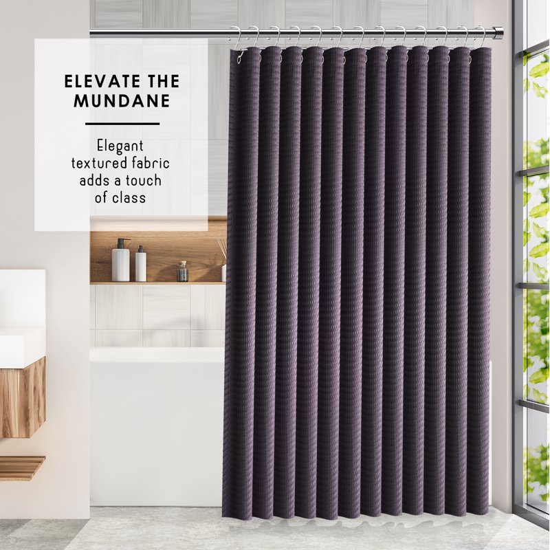Purple Shower Curtain 3 Pack - Waffle Weave Heavy Duty Fabric, 72x72 Inch, Hotel Luxury