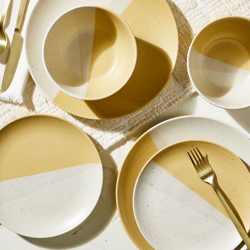 Yellow Hayes Stoneware 12 Piece Dinnerware Set - Yellow