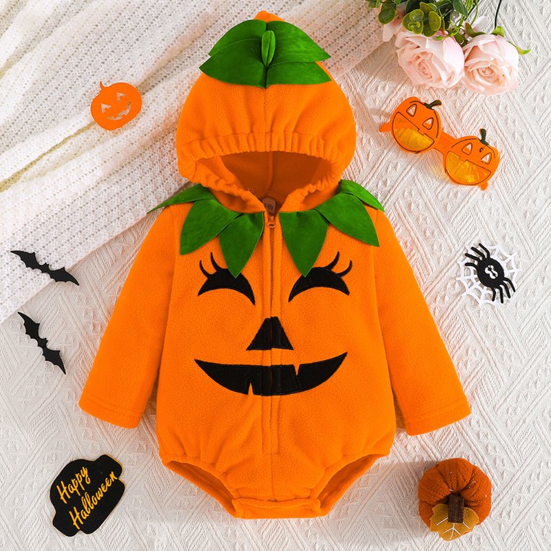 Baby Halloween Pumpkin Costume Romper - 3-6 Months Unisex Toddler Jumpsuit