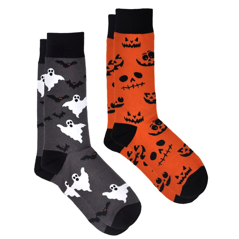 Men's Halloween Socks Set 4 Pairs Spooky Glow-in-the-Dark & Themed Designs