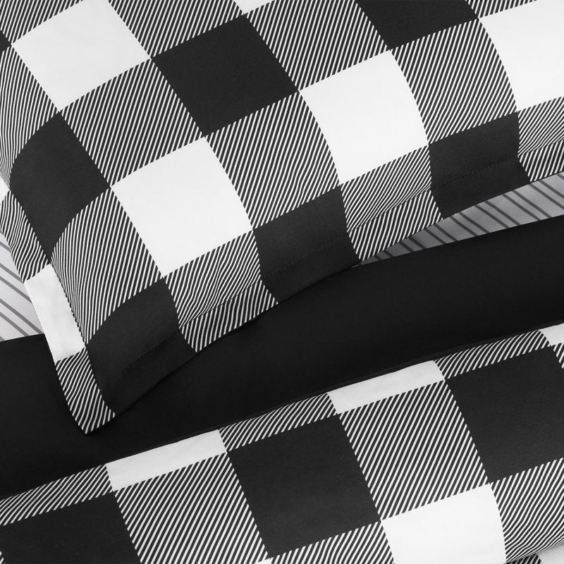 Queen Serta Simply Clean Bed in a Bag Bedding Set - Black Buffalo Check