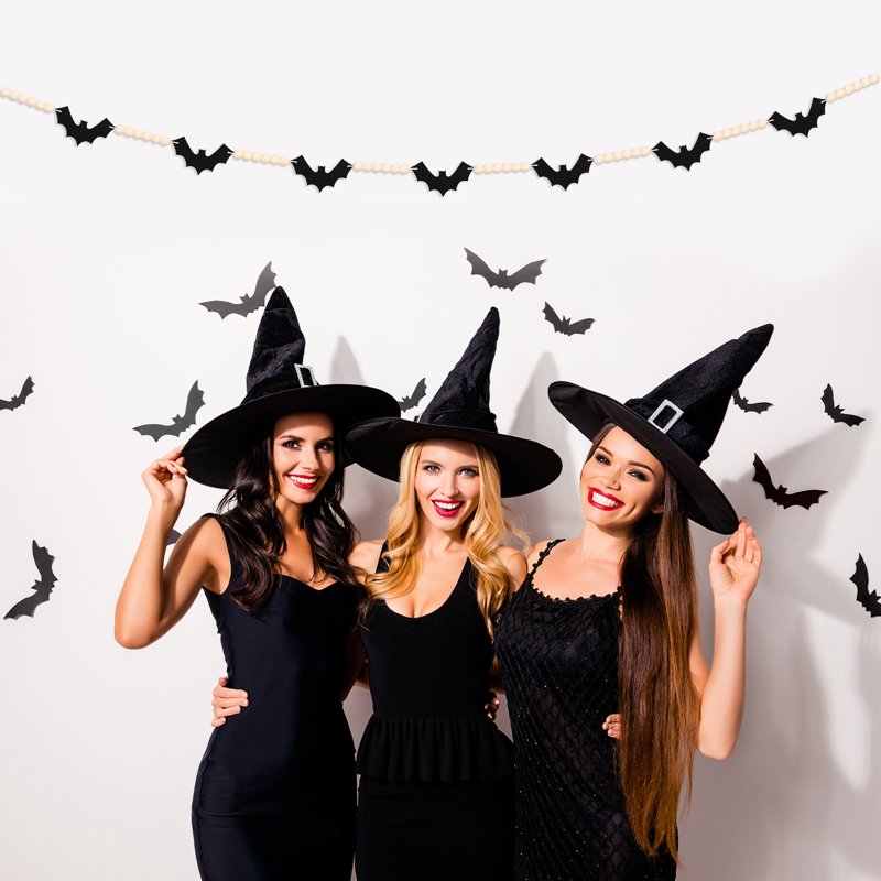 Halloween Bat & Bead Garland - Indoor Outdoor Party Decor, 4.67Ft
