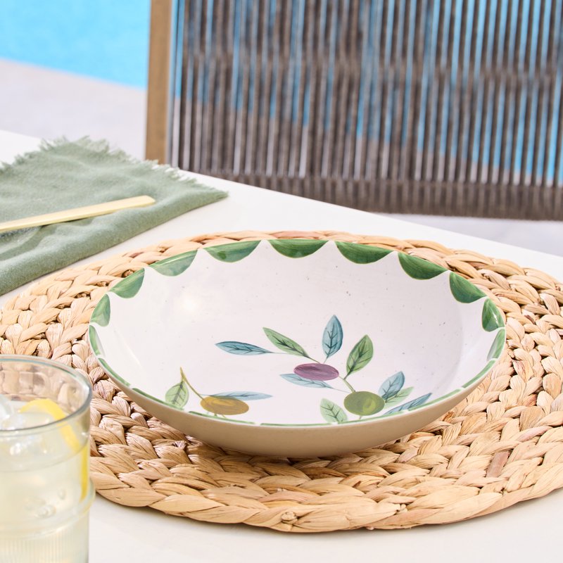 Reusable Bamboo Melamine Dinner Bowls - Olive Beige, 2 Pack