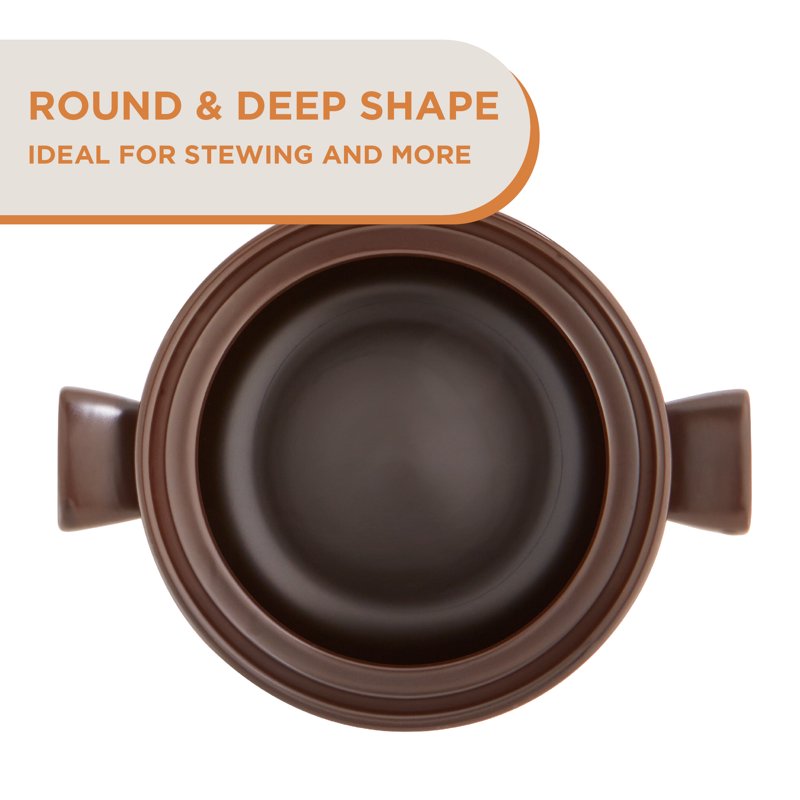 4.8QT Deep Round Stew Pot - Healthy Pottery Cooking Pot