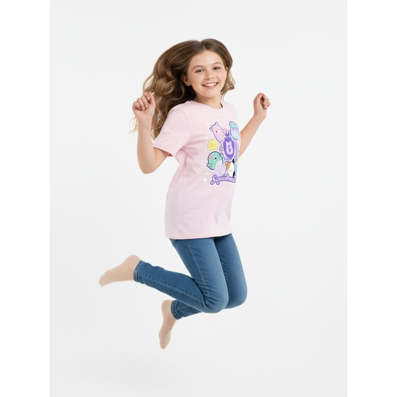 Girls Squishmallows Graphic T-Shirt with Short Sleeves - Pink, Size 10-12
