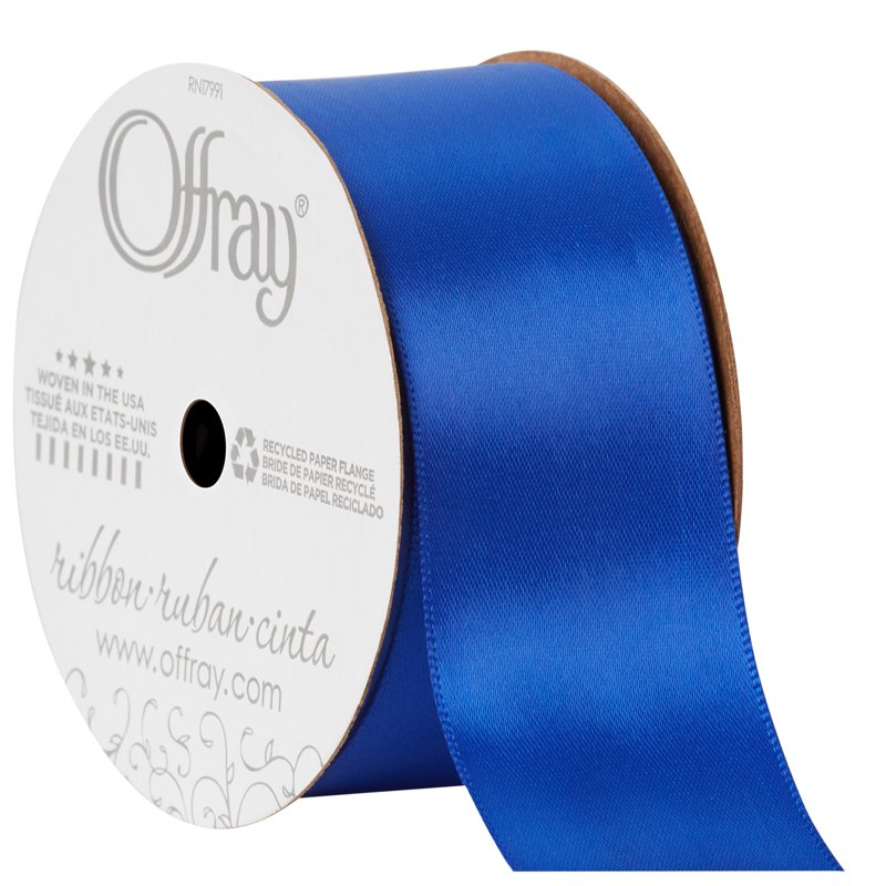 (2 Pack) Offray Royal Blue Satin Ribbon - 1.5 Inch Double Face, 12 Feet - Variation of Blue, 2 Pack