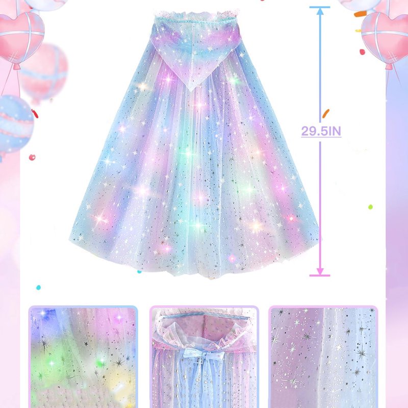 Light-Up Princess Dress for Girls 3-8 - Toddler Costume with LED Cape