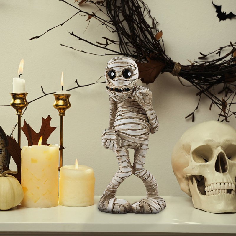 Halloween Mummy Figurines - Spooky Resin Decorations for Indoor Use
