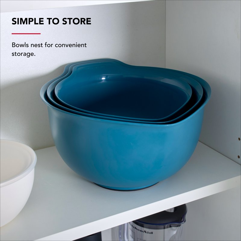 Nesting Plastic Mixing Bowls Set - Agave, 3 Sizes