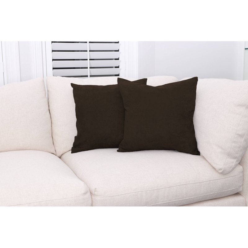 Chocolate Feather Filled Microsuede Throw Pillow Set - 16" x 16" - 2 Pack