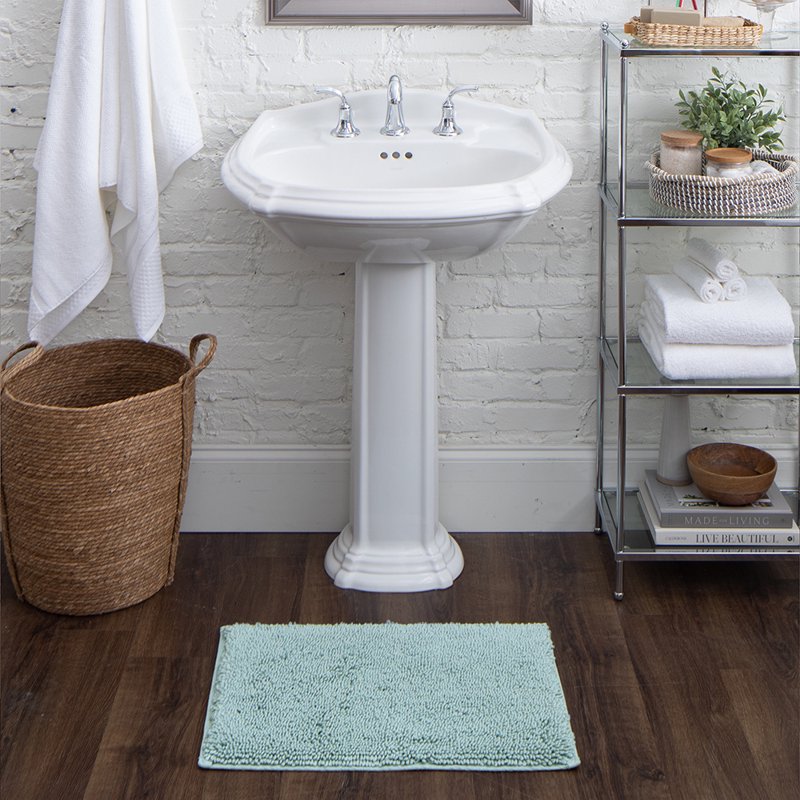 Cotton Bath Mat Non-Slip Washable 1' 9" x 2' 10" Glacier - Plush Cotton Rug