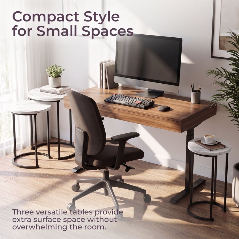 Nesting Side Table Set - 3 Round Accent Tables in Modern Design