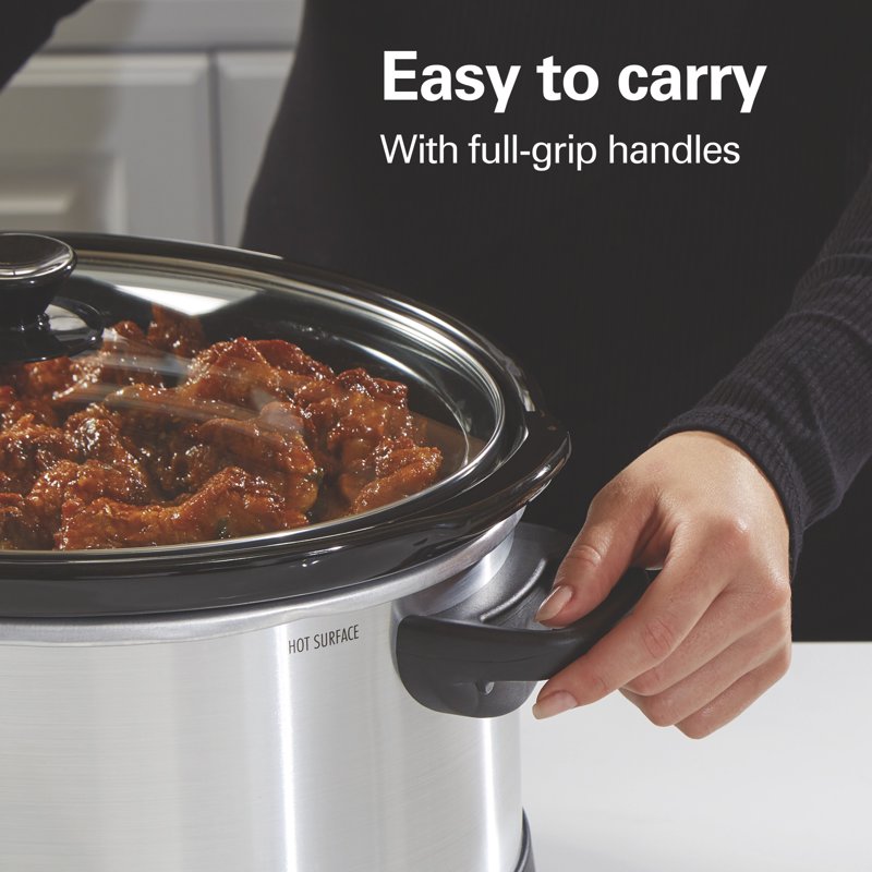 7 Quart Programmable Slow Cooker with Removable Stoneware Crock - Stainless