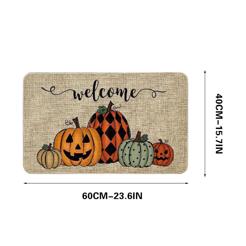 Halloween Doormat with Pumpkin Design - Spooky Welcome Mat for Front Door - Variation B#159