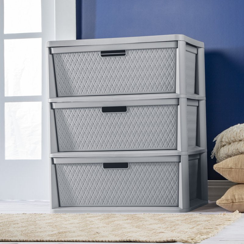 3-Drawer Plastic Storage Tower with Removable Bins - Gray, Single Variation