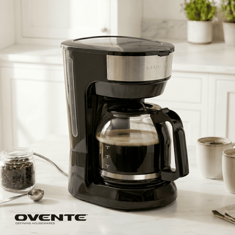 12-Cup Drip Coffee Maker with Glass Carafe and Reusable Filter - Black