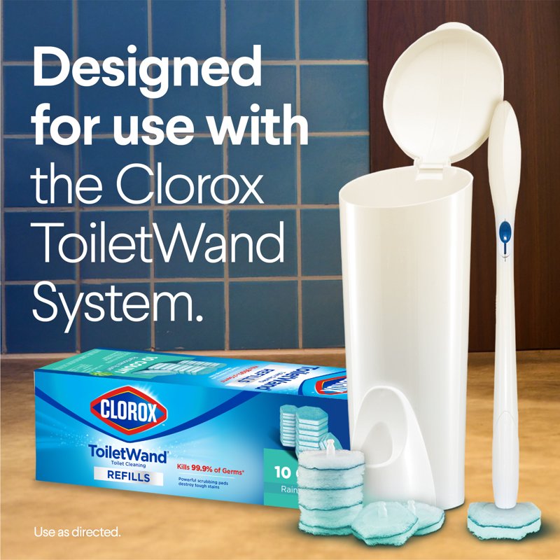 (2 Pack) Clorox ToiletWand Toilet Cleaning Refills - Rainforest Rush Scent, 20 Count - Disinfecting Scrubbing Pads for Toilet Bowl Cleaning, Odor Neutralizer