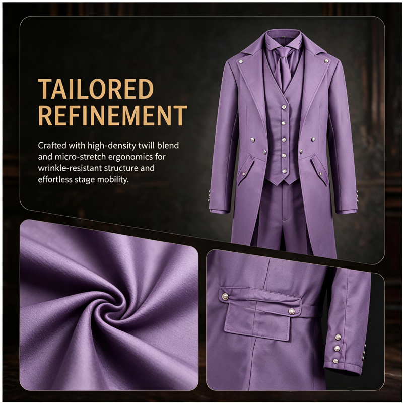 Men's Gothic Tailcoat Jacket - Renaissance Steampunk Costume - Purple S