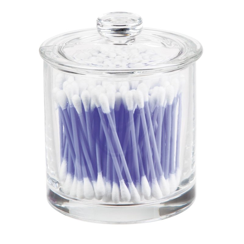 2 Pack Small Glass Vanity Jars with Lids - Bathroom Storage Organizer