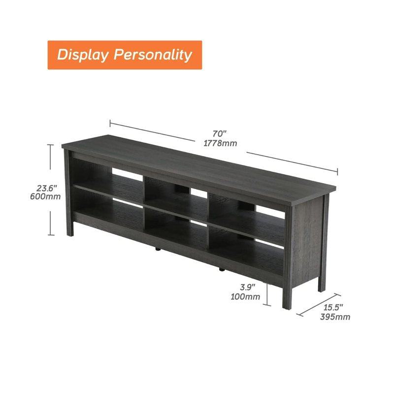 70-Inch TV Stand for TVs Up to 75 Inches - Black Entertainment Center