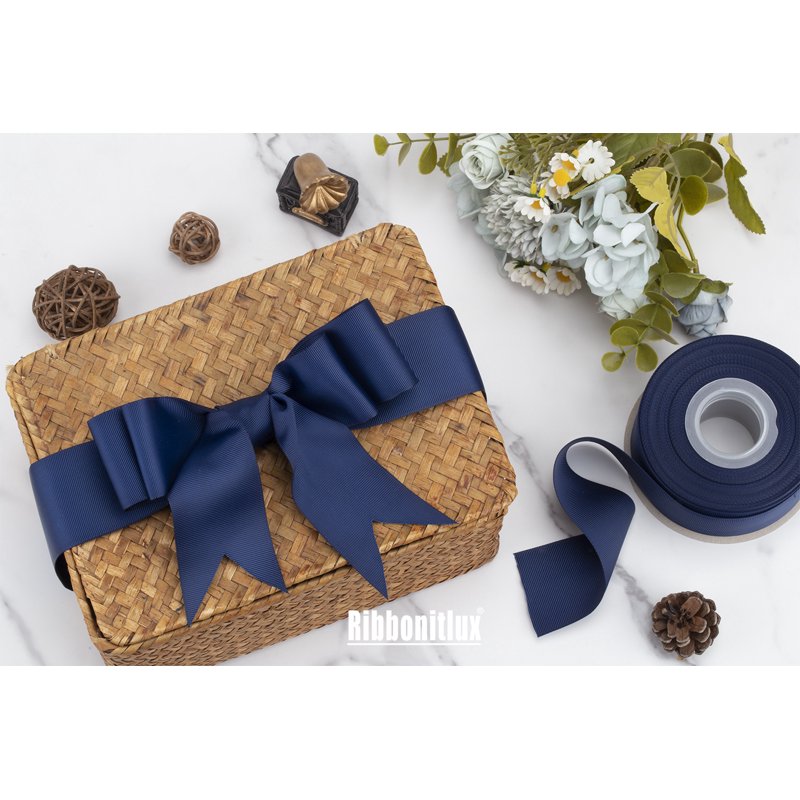 Grosgrain Ribbon 3 Inch x 25 Yards - Navy Craft Ribbon for Hair Bows & Gift Wrapping - Premium Polyester
