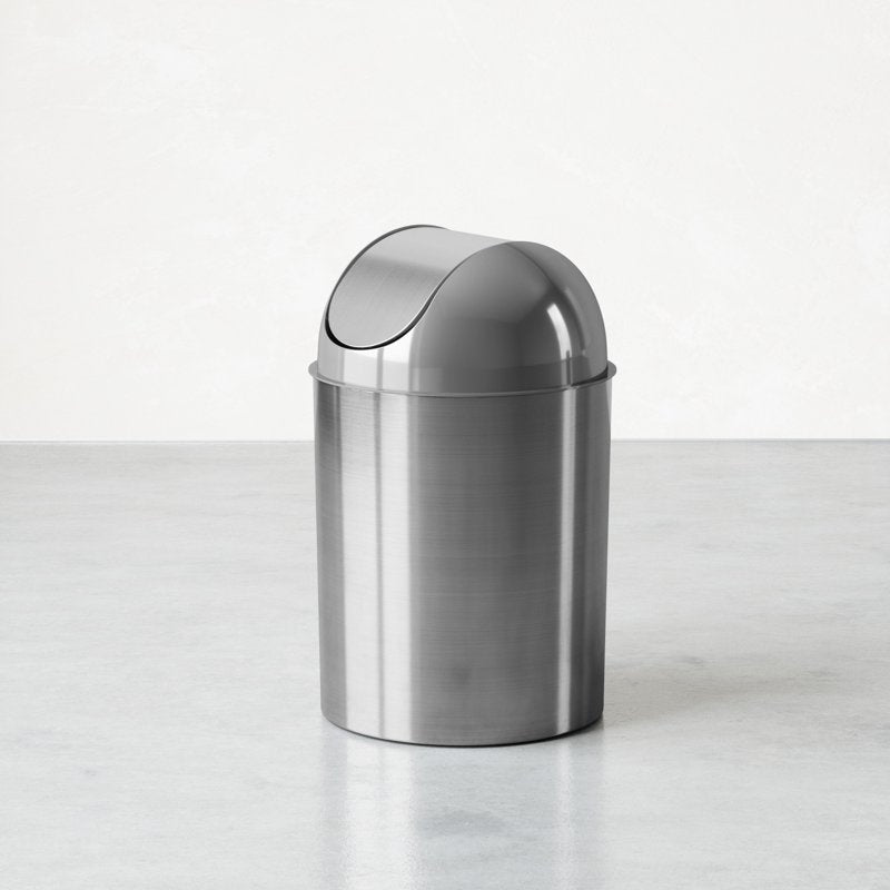 2.5 Gallon Mezzo Plastic Swing Top Bathroom Trash Can - Silver
