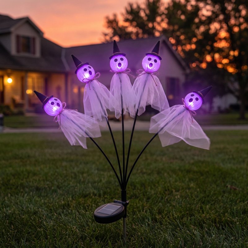 Solar Ghost Branch Yard Stake Lights - Purple LED Halloween Outdoor Decor - Variation 1#I