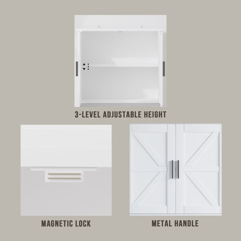 Over The Toilet Storage Cabinet with Adjustable Shelf - White Bathroom Organizer
