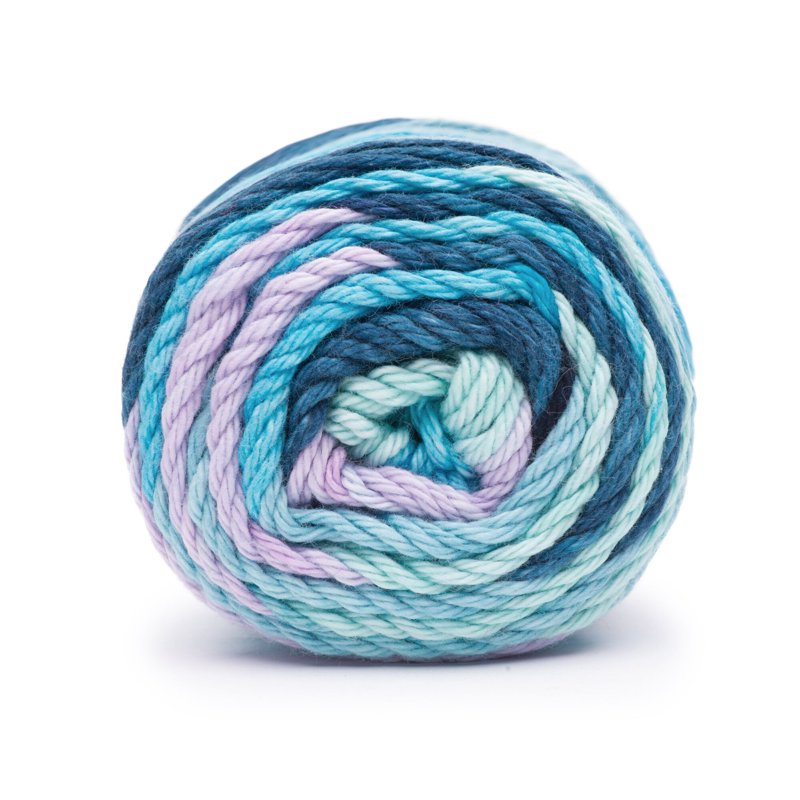 Medium Cotton Yarn - Self-Striping Worsted Weight, Evening Sea, 102 Yards