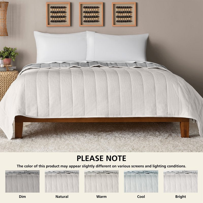 Mainstays King Reversible Corduroy Quilt - White Bedding