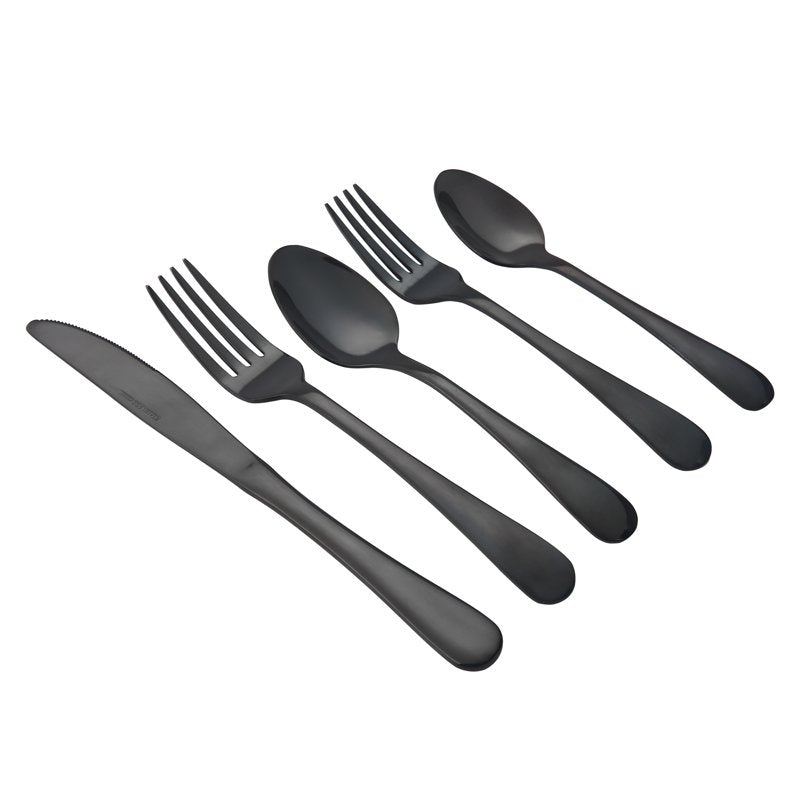 20-Piece Stainless Steel Flatware Set - Black Mirror Finish
