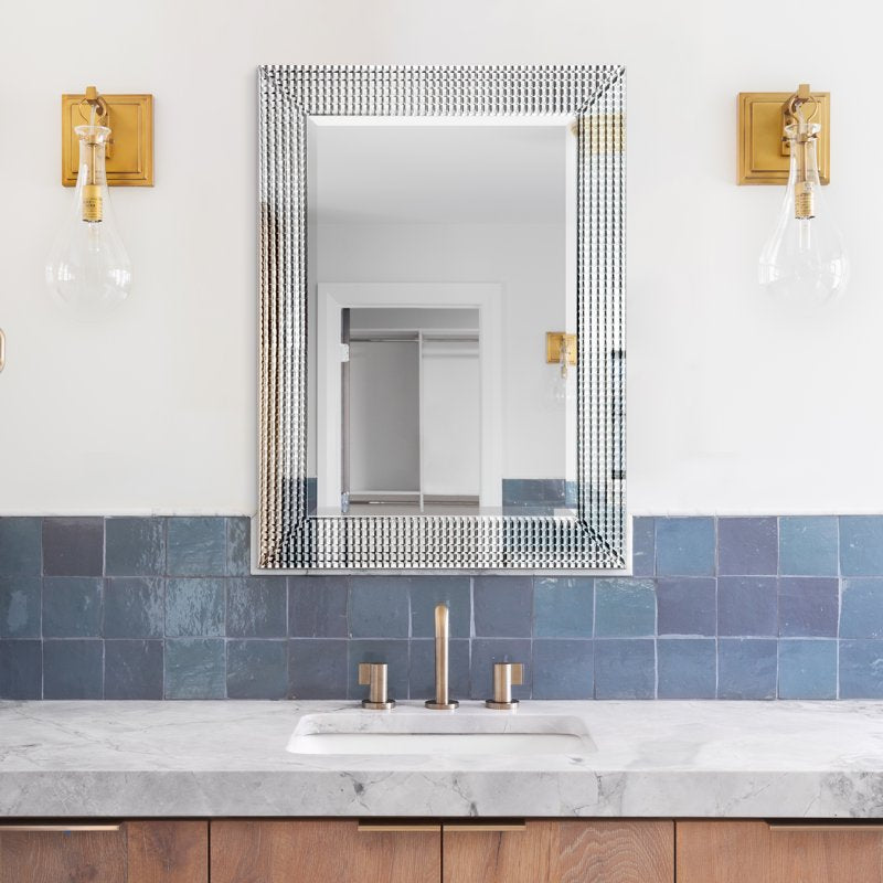 Empire Art 30x40 Inch Modern Beveled Glass Wall Mirror with Wooden Frame - Bathroom & Bedroom