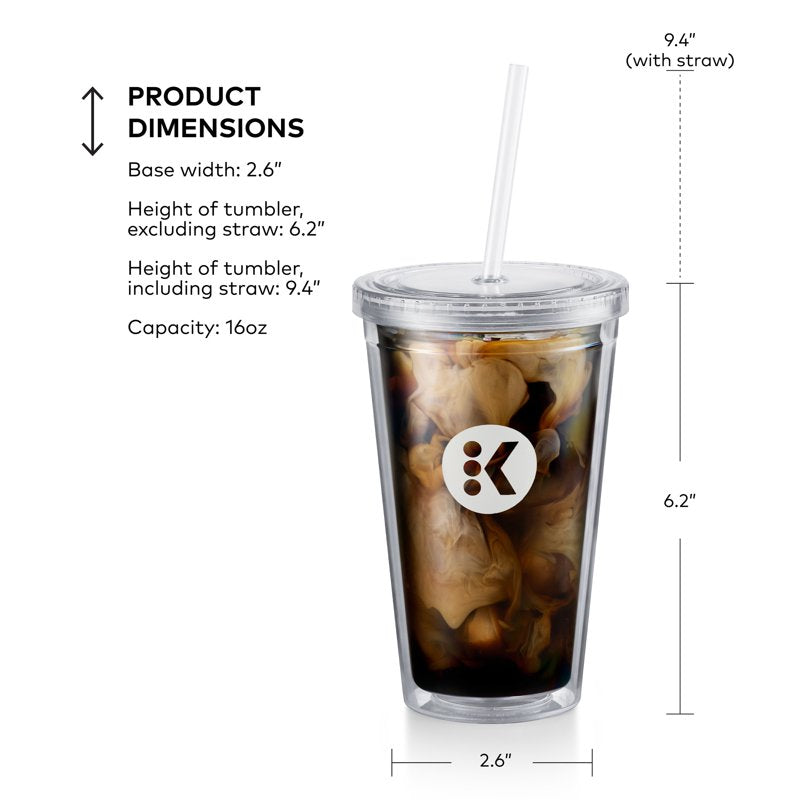 16oz Brew Over Ice Tumbler - 3 Pack, Double-Walled BPA-Free