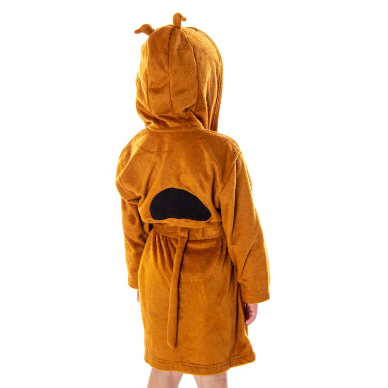 Toddler Scooby-Doo Hooded Costume Robe - Soft Plush with Ears, Brown 4T-5T