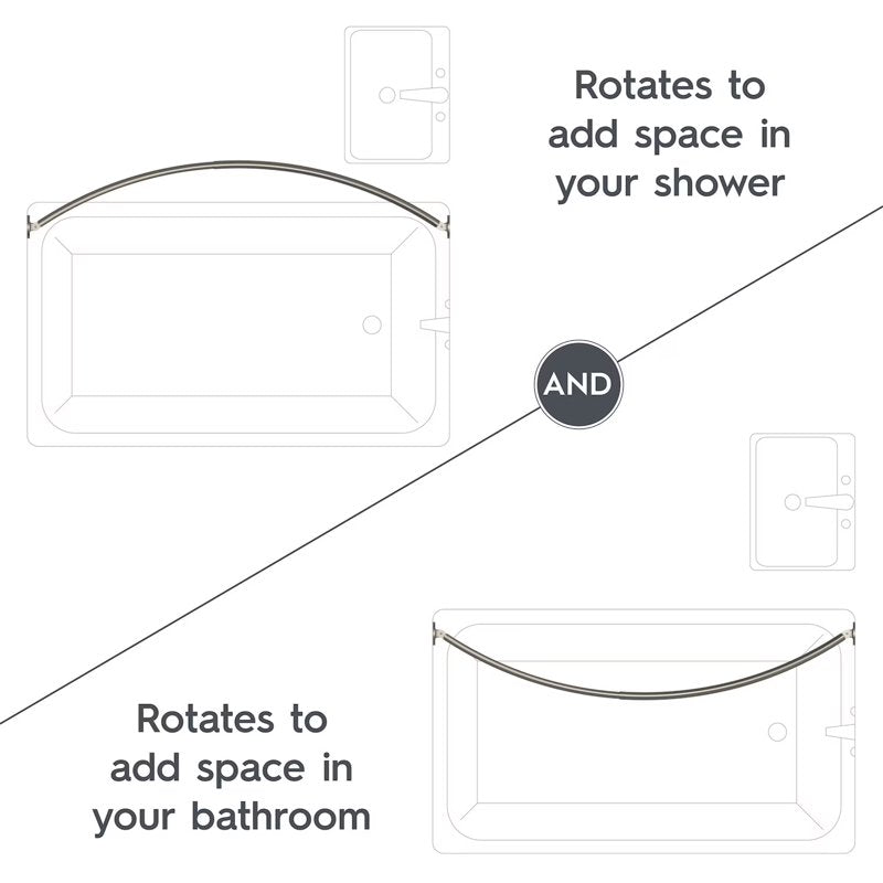 Adjustable Curved Shower Rod - 45 to 72 Inches, Satin Nickel, Single
