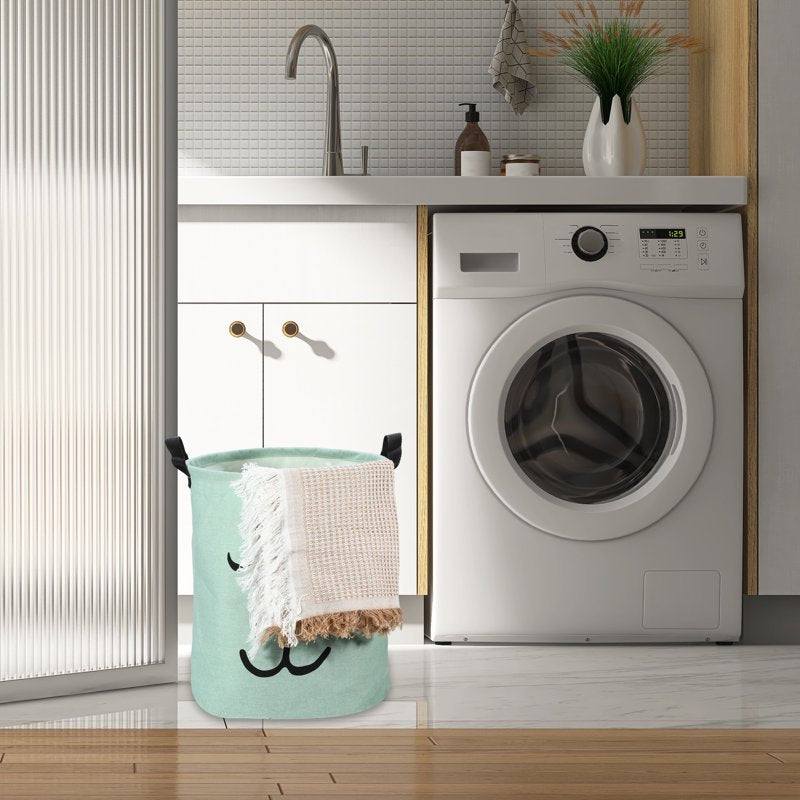 Foldable Cylindrical Laundry Basket - 40L Portable Storage Bin
